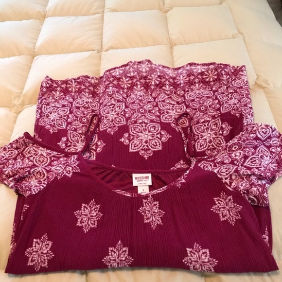 Mossimo Cold Shoulder Mini Babydoll Tunic Dress Berry Pink/White Floral Size 2 - Picture 5 of 5